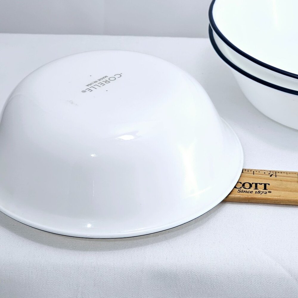 Corelle Promise Soup Salad Bowl 6" set-3 navy blue rim farmhouse cottage core - Picture 8 of 8